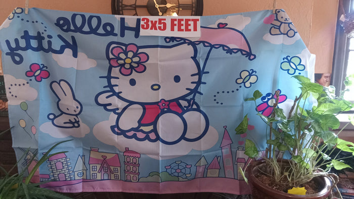 Hello Kitty 3x5 Feet Flag Blue