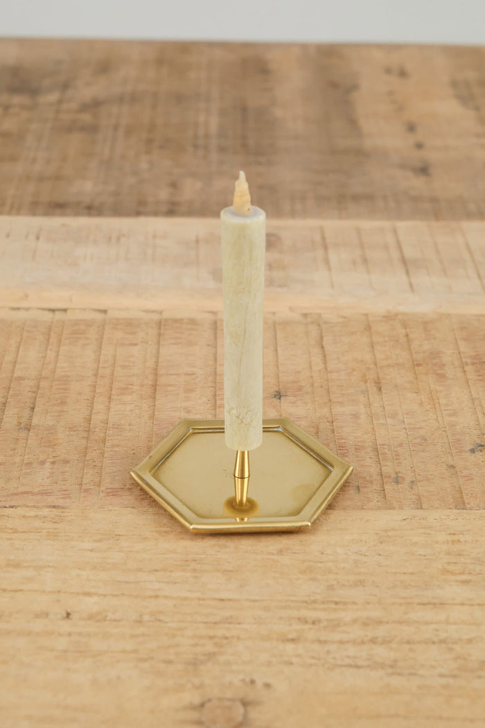 Daiyo Home Candle Holders Hexagon Brass Candle Stand Brass / 2.5" Dia