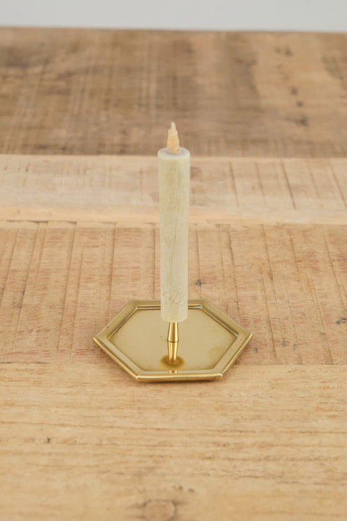 Daiyo Home Candle Holders Hexagon Brass Candle Stand Brass / 2.5" Dia