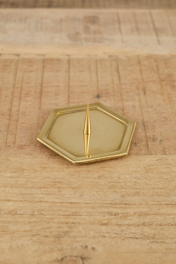 Daiyo Home Candle Holders Hexagon Brass Candle Stand Brass / 2.5" Dia