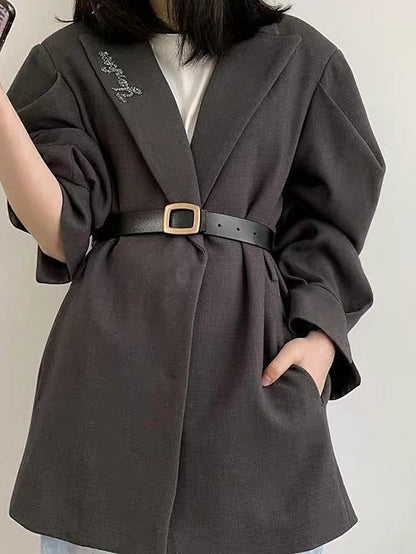 ins retro classic square buckle belt simple wide belt snap button casual jeans jacket coat decoration for Women