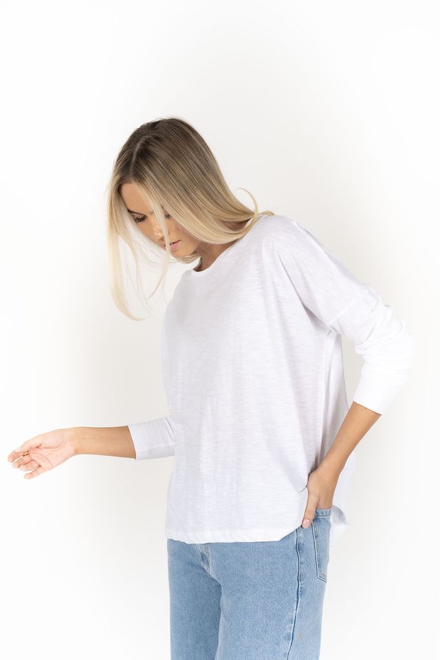 Humidity - Dippy Long Sleeve Tee - White - HW26502