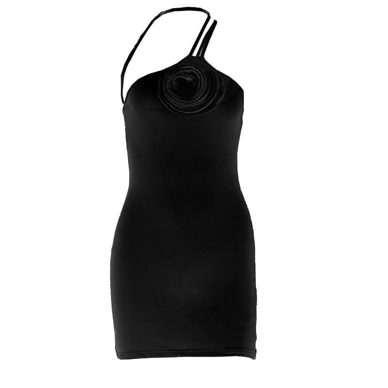 Irregular flower applique backless cami mini dress  | Festival Outfits Women