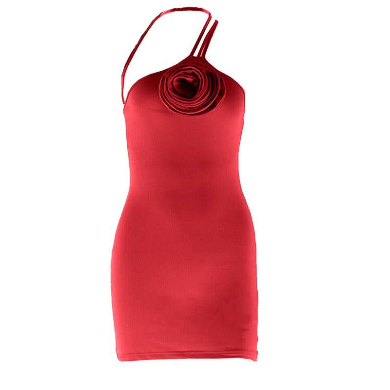 Irregular flower applique backless cami mini dress  | Festival Outfits Women
