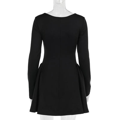 Long sleeve sweetheart neck bowknot mini dress  | Festival Outfits Women
