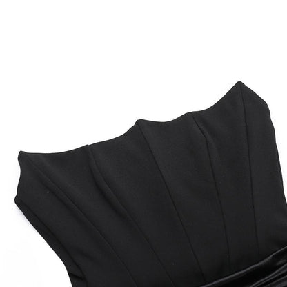 Ruched solid tube backless bustier mini dress  | Festival Outfits Women