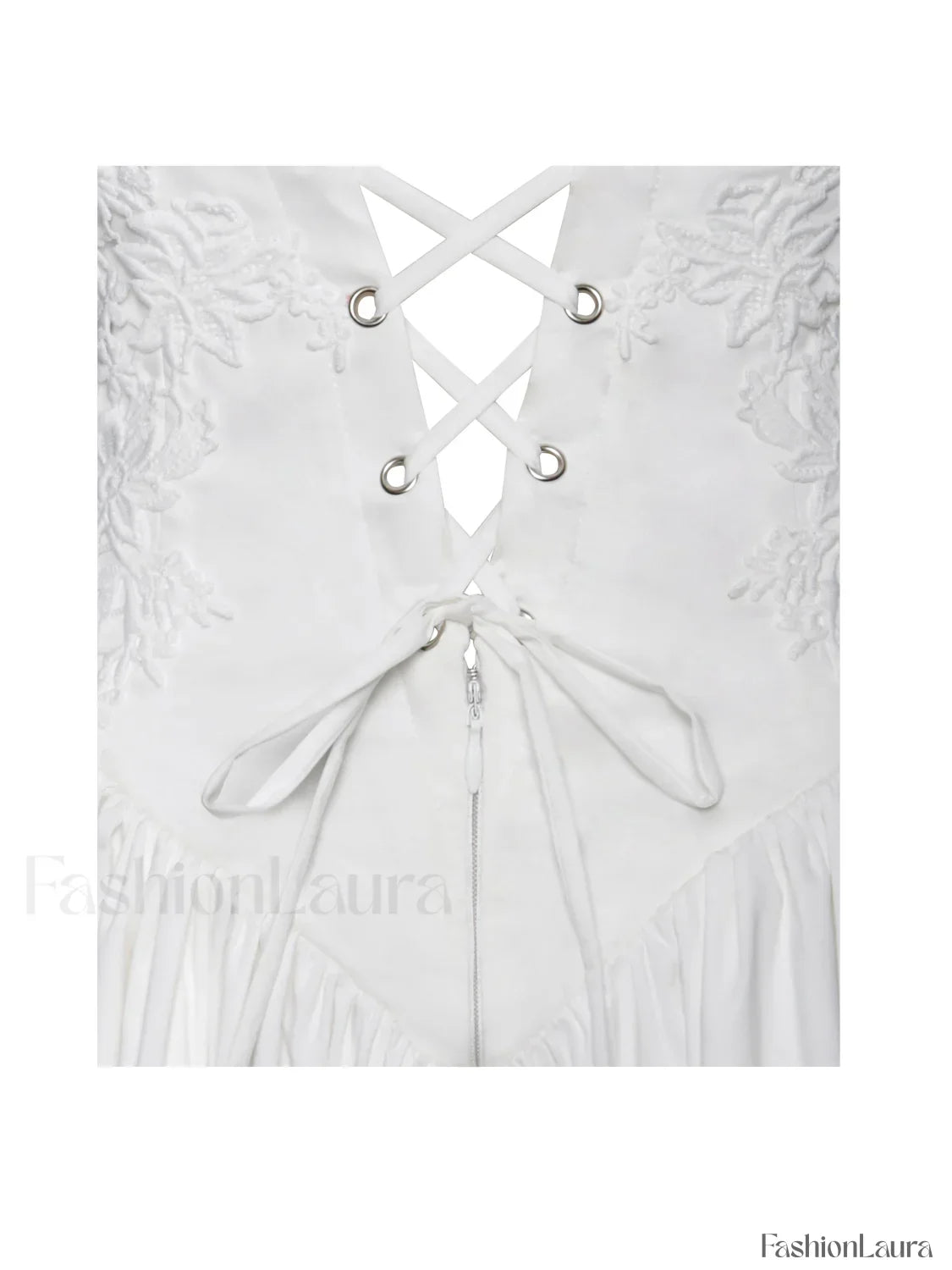 Kadi White Cotton Drop Graceful Waist Corset Mini Dress