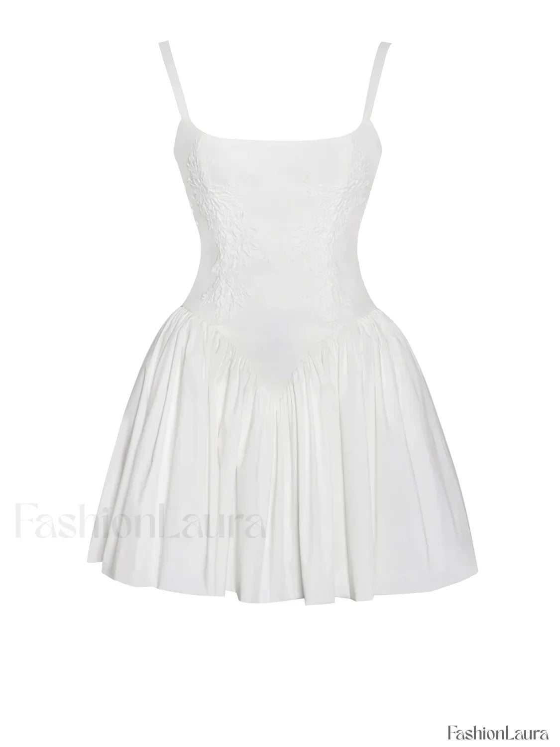 Kadi White Cotton Drop Graceful Waist Corset Mini Dress