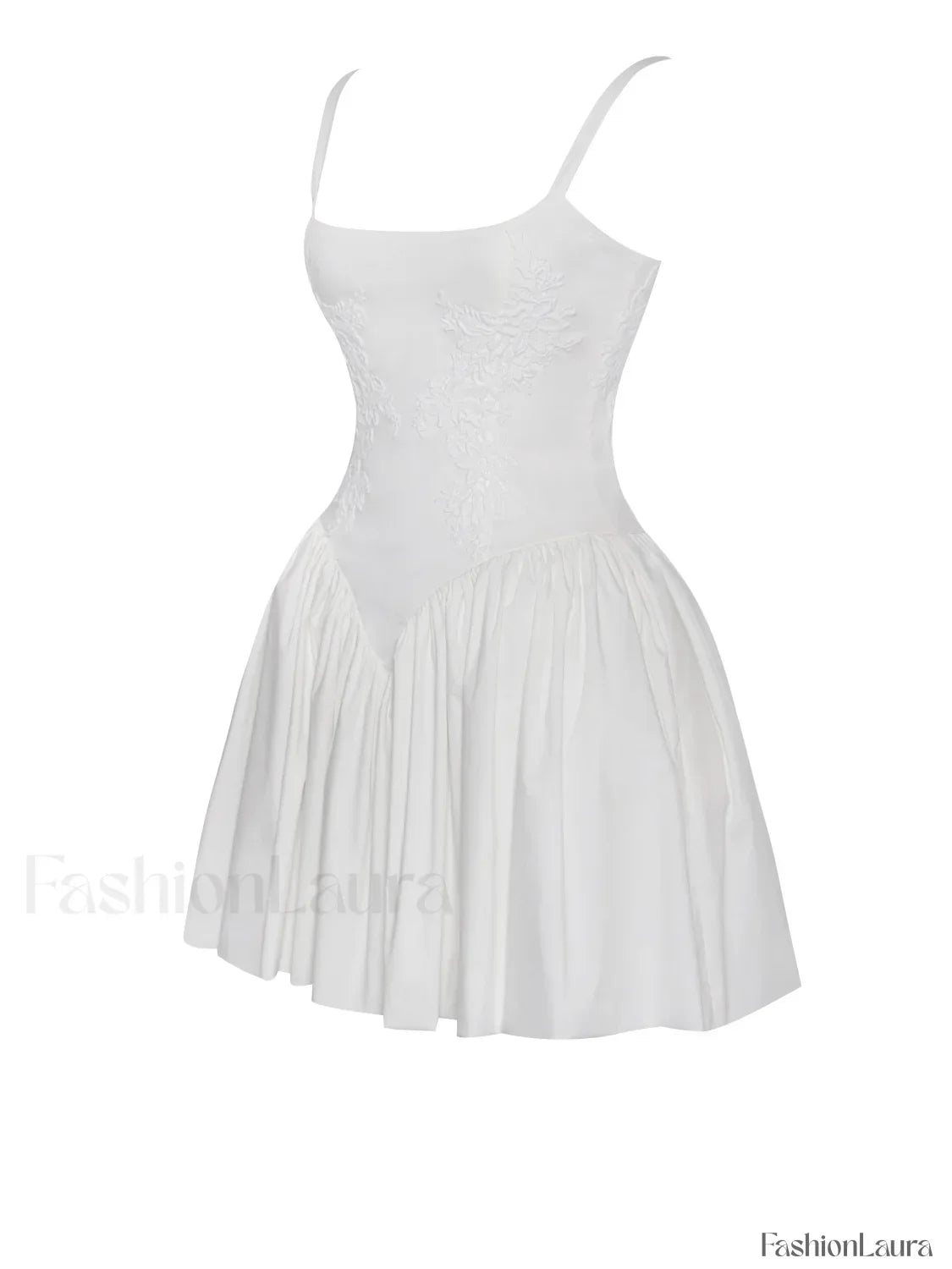 Kadi White Cotton Drop Graceful Waist Corset Mini Dress
