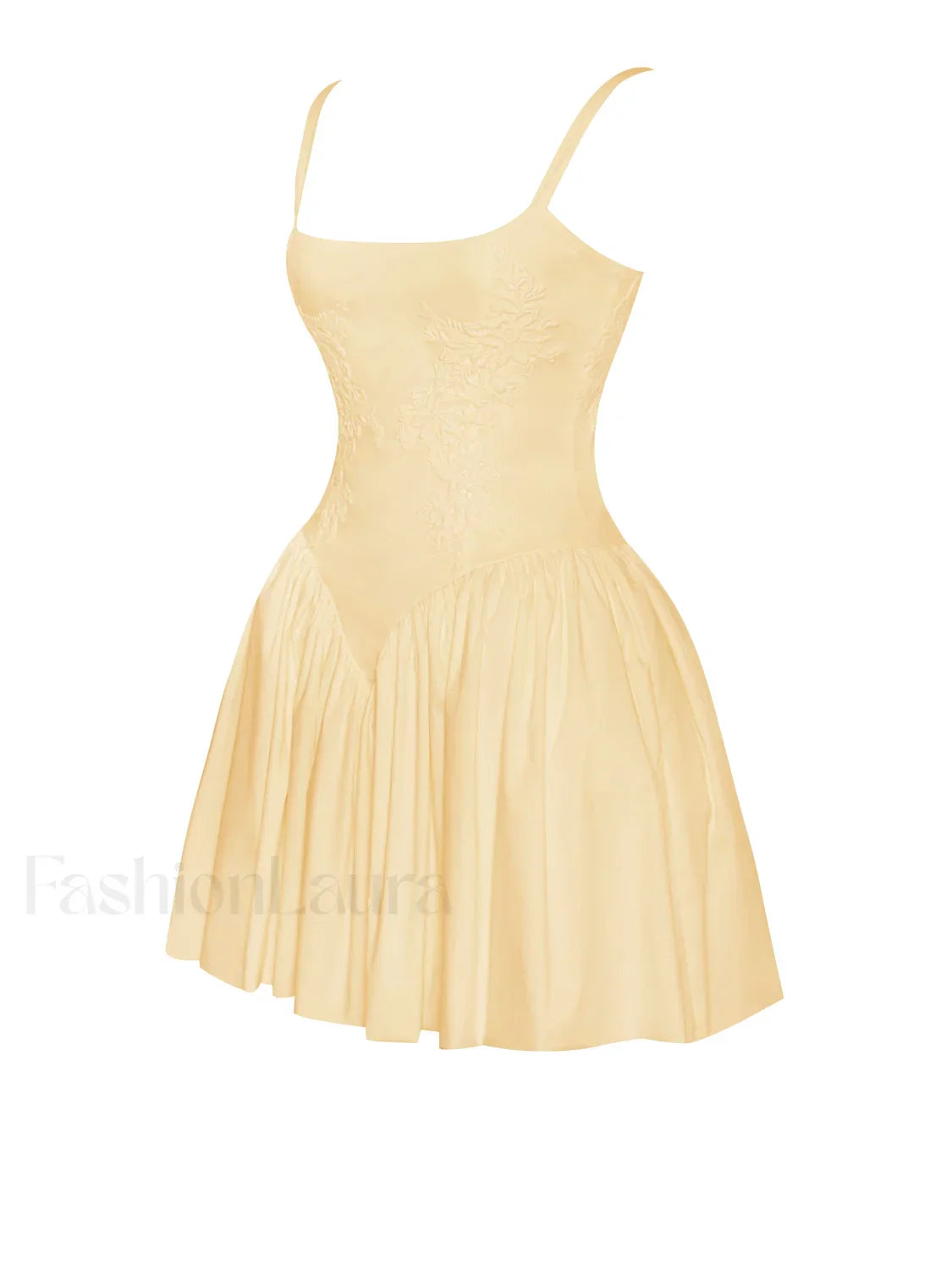 Kadi Yellow Cotton Drop Graceful Waist Corset Mini Dress