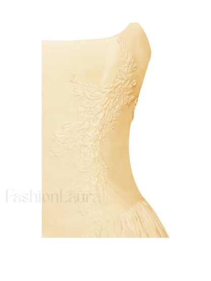 Kadi Yellow Cotton Drop Graceful Waist Corset Mini Dress