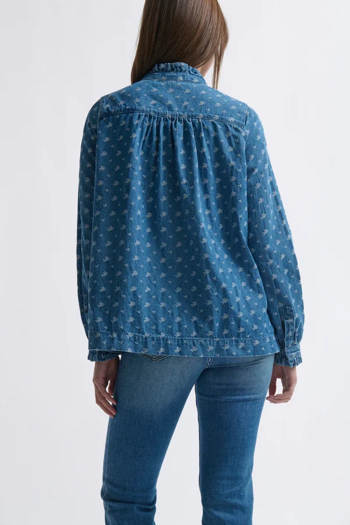 Kireina - Tamara Shirt - Denim with Flower - KAU260024