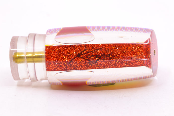 Koya Lures Orange Pearl Rainbow Scale Red Eyes Medium Kona Plunger 10" 5oz