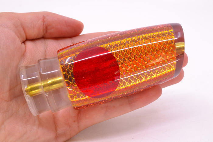 Koya Lures Orange Pearl Rainbow Scale Red Eyes Medium Kona Plunger 10" 5oz