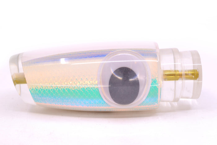 Koya Lures White Rainbow Scale Doll Eyes Large Kona Plunger 14" 9oz