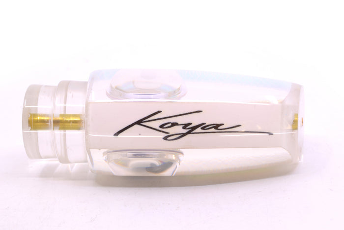 Koya Lures White Rainbow Scale Doll Eyes Large Kona Plunger 14" 9oz