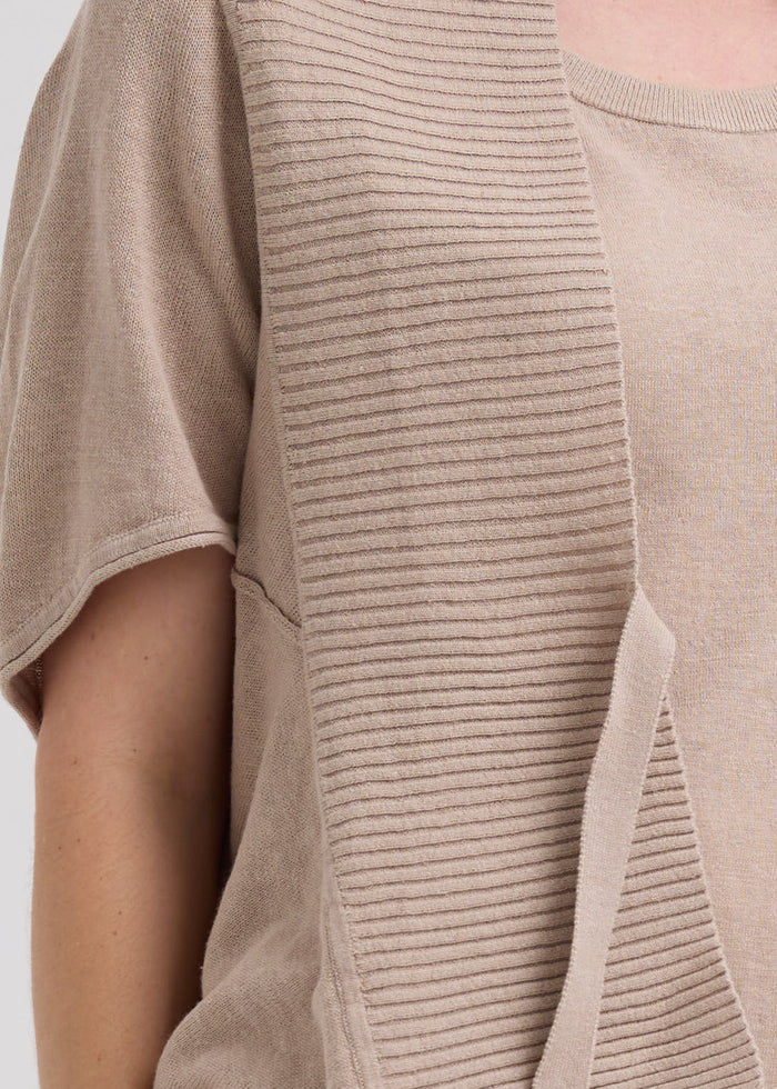 LD & Co - Linen Tie Cardigan - Taupe (LC7768)