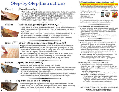 Retique It Liquid Wood 16oz Bleached interior paint jar with instructions label.