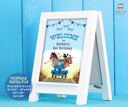 Little Blue Truck Birthday Party - Personalized Welcome Sign - Jolly Owl Designs