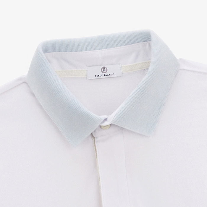 Polo De Rugby Manches Longues En Coton Col Polo Blanc Junior SERGE BLANCO