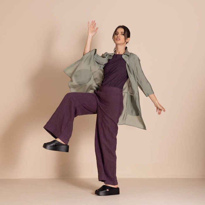 Megan Salmon - Bamboo Envelop Shirt - Sage - M6617