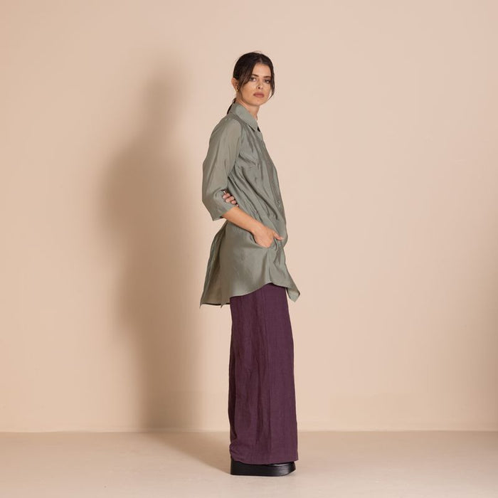 Megan Salmon - Bamboo Envelop Shirt - Sage - M6617