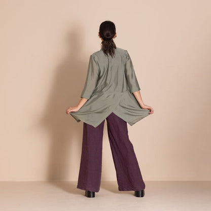 Megan Salmon - Bamboo Envelop Shirt - Sage - M6617