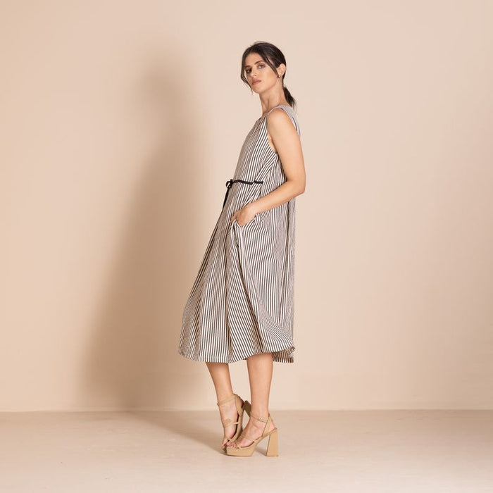 Megan Salmon - Candy Stripe Molly Slip - Black - M8825