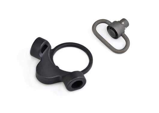 Metal Battle Sling Mount sort til airsoft M4 riffel, set forfra.