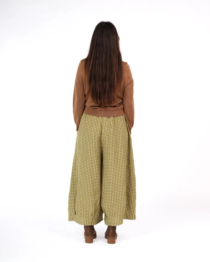 Montaigne - Eadie French Linen Pant - Pistachio Gingham - MO-098