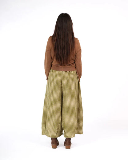 Montaigne - Eadie French Linen Pant - Pistachio Gingham - MO-098