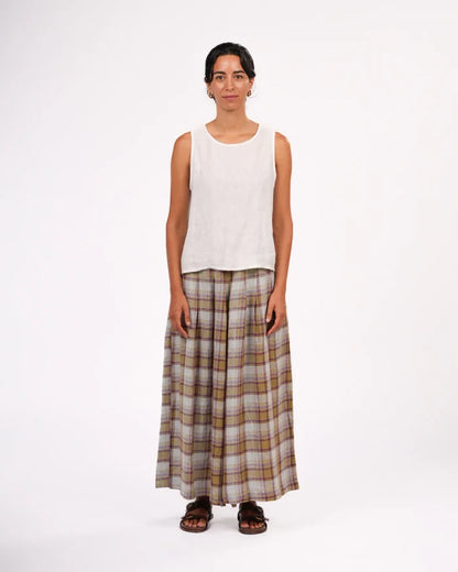 Montaigne - French Linen Culottes - Pistachio Check - MO-054
