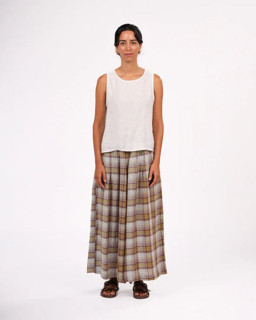 Montaigne - French Linen Culottes - Pistachio Check - MO-054