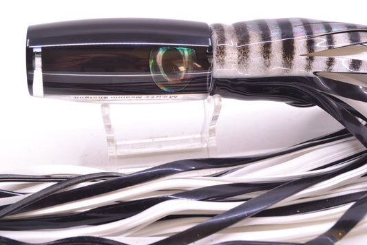 Moyes Lures Black Pearl Black Back Medium Shotgun 10" 6.2oz Skirted White Aurora