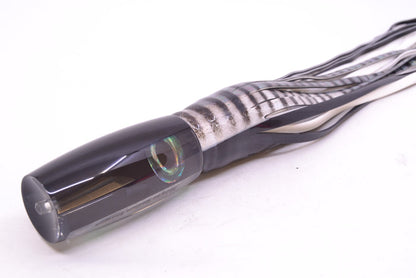 Moyes Lures Black Pearl Black Back Medium Shotgun 10" 6.2oz Skirted White Aurora