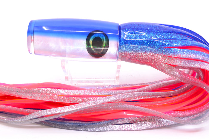 Moyes Lures White MOP Blue Back Medium Shotgun 10" 6.2oz Skirted Blue-Silver/Pink