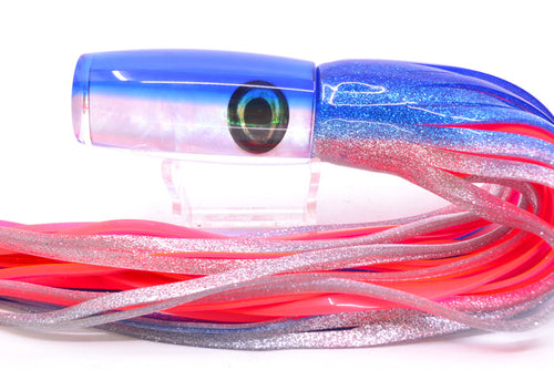 Moyes Lures White MOP Blue Back Medium Shotgun 10" 6.2oz Skirted Blue-Silver/Pink