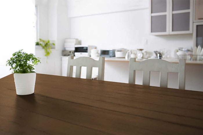 Dark Oak wood finish kit by Retique It for interior furniture, showing a smooth, polished tabletop with a dark oak stain.