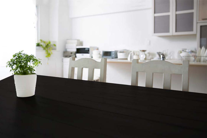 Retique It Multi-purpose Smooth Finish Kit (Large) in classic black for wood interior top coating, shown on a wooden tabletop.