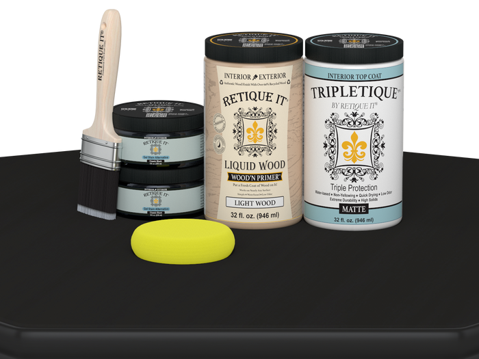 Large Classic Black wood finish kit by Retique It with matte interior top coat and smooth finish for woodworking projects.