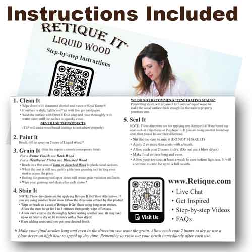 Retique It Multi-purpose Smooth Finish Kit (Med) in cherry for interior wood projects, includes application instructions.