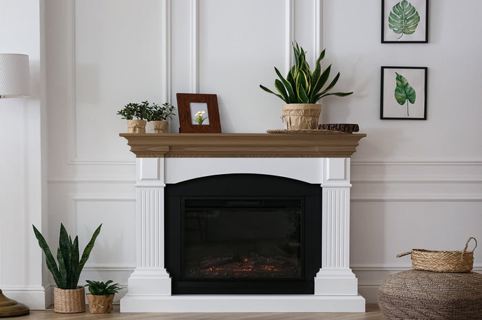 Retique It Wood'n Finish Kit in Barn Wood for rustic fireplace mantles, showing natural wood grain and finish details.