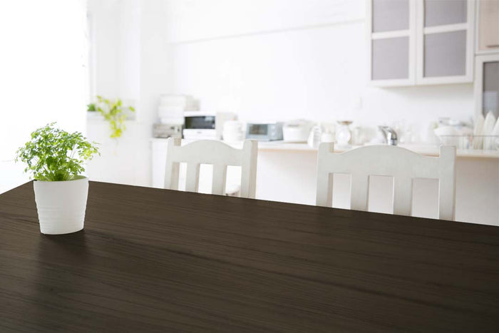 Retique It Wood'n Kit - Charcoal, multi-purpose wood finish kit, showing a finished dark charcoal wood tabletop surface.