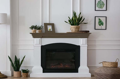 Retique It Wood'n Finish Kit in Charcoal, a multi-purpose wood finishing kit, shown on a fireplace mantel with wood surface.