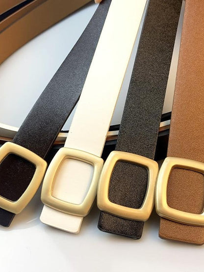 ins retro classic square buckle belt simple wide belt snap button casual jeans jacket coat decoration for Women