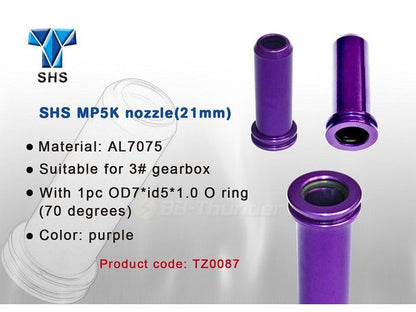 Nozzle, air, MP5K, 21mm, i aluminium med O-ring SHS