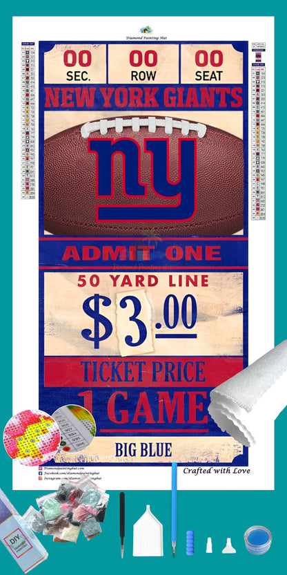 New York Giants NFL Ticket Diamond Painting-Diamond Painting Hut