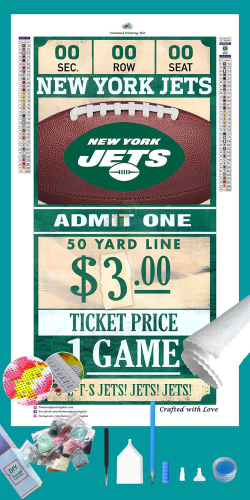 New York Jets NFL Ticket Diamond Painting-Diamond Painting Hut