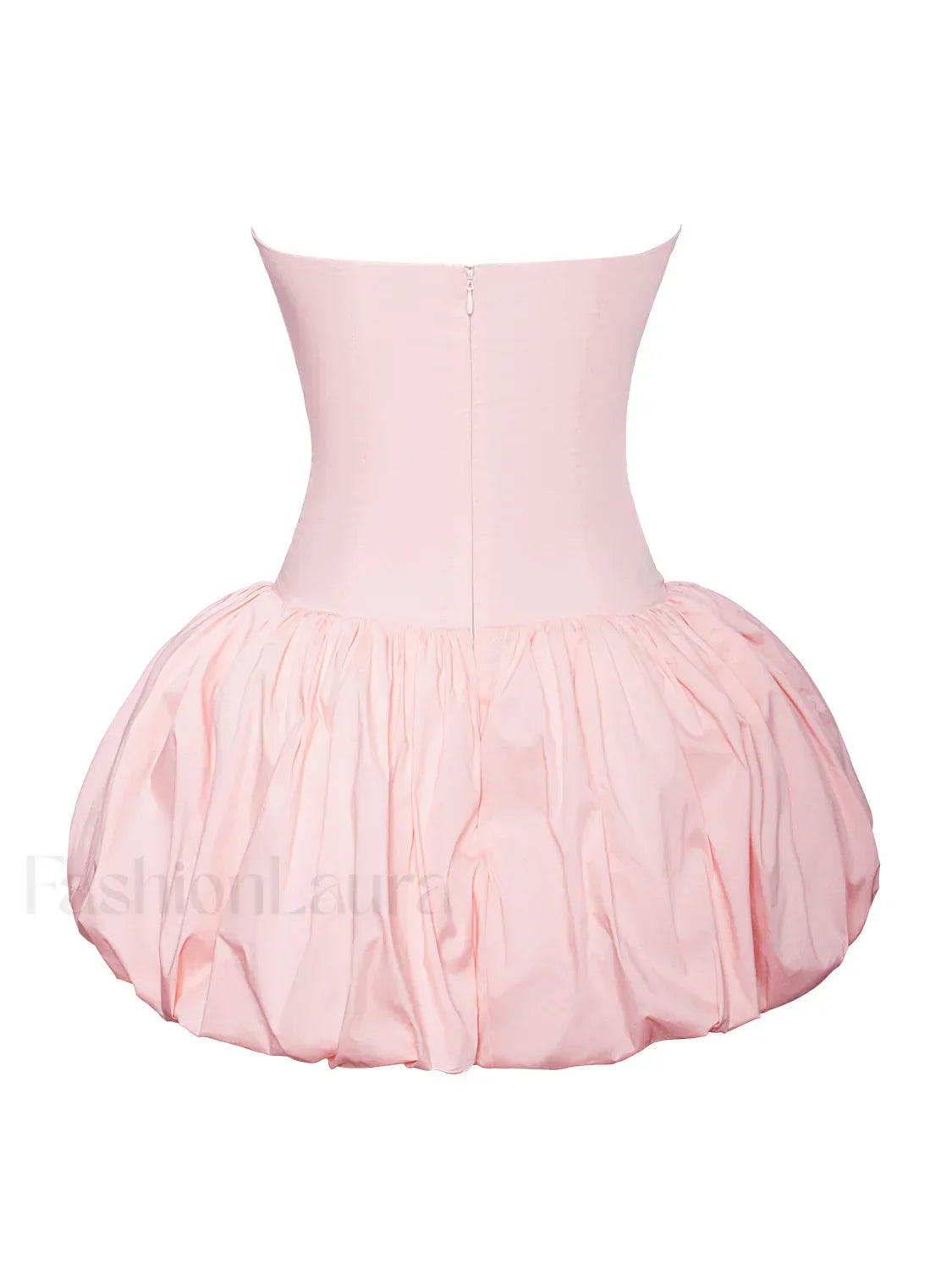 Oletta Pink Corset Strapless Graceful Bubble Hem Mini Dress