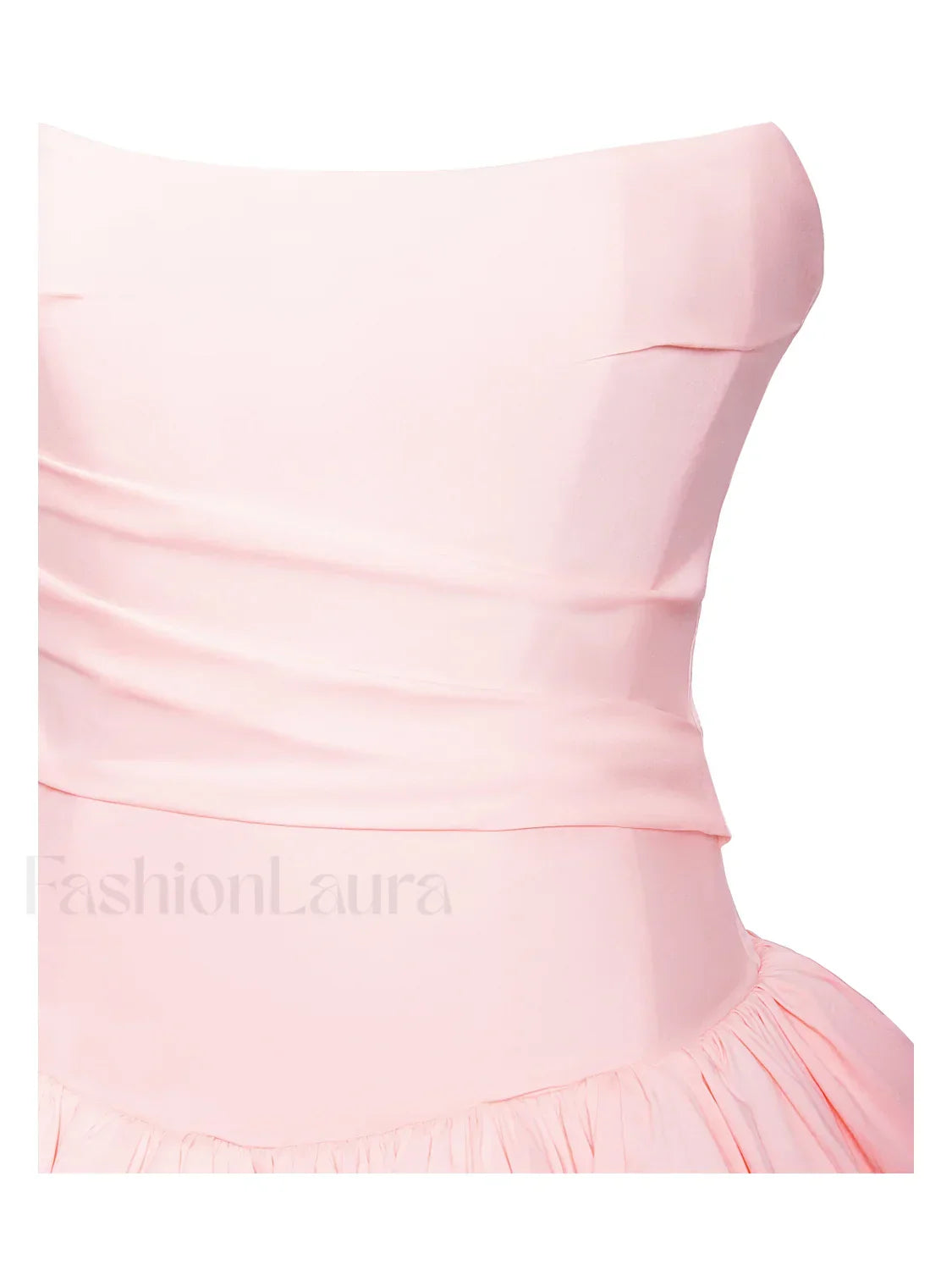 Oletta Pink Corset Strapless Graceful Bubble Hem Mini Dress